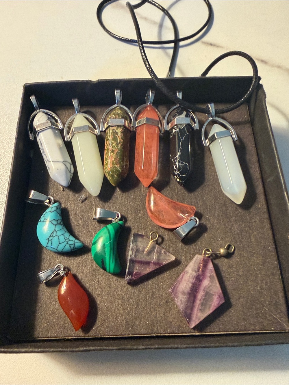 Bundle Multi-Color Stone Point Pendants